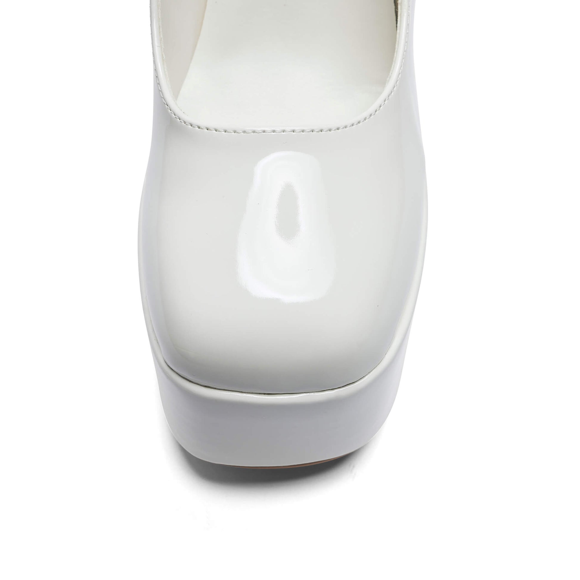 Darkbloom White Patent Platform Heels - Shoes - KOI Footwear - White - Top View