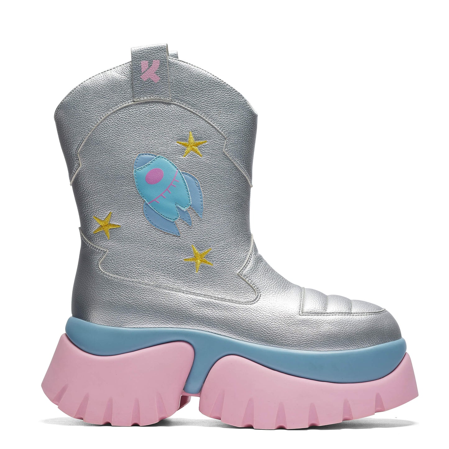 A Fairytale Galaxy Space Boots - Silver - Ankle Boots - KOI Footwear - Silver - Side View