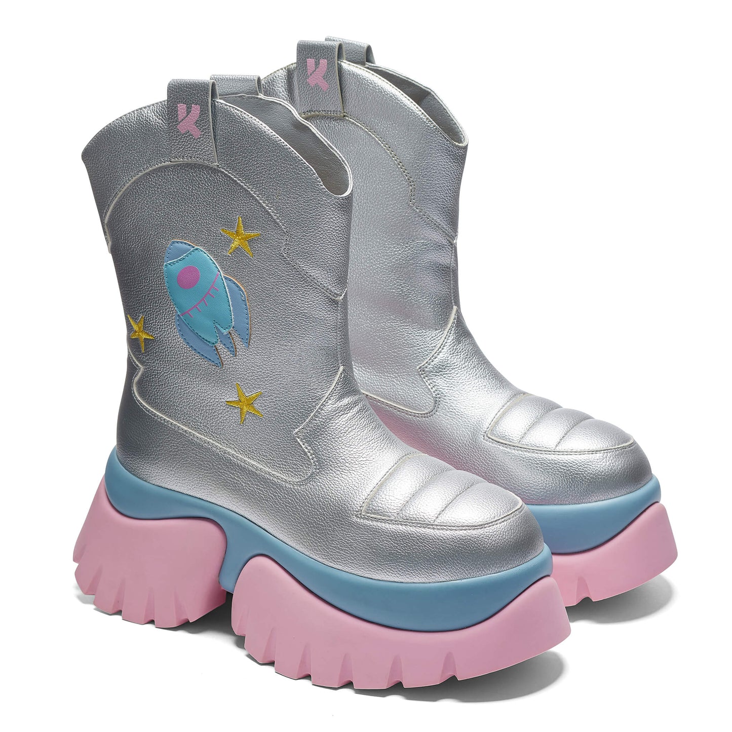 A Fairytale Galaxy Space Boots - Silver - Ankle Boots - KOI Footwear - Silver - Three-Quarter View