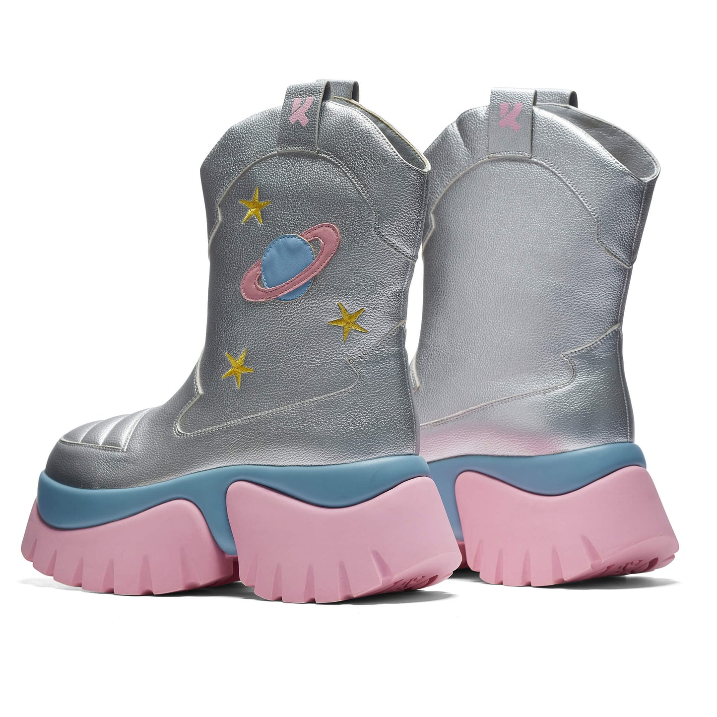 A Fairytale Galaxy Space Boots - Silver - Ankle Boots - KOI Footwear - Silver - Back View