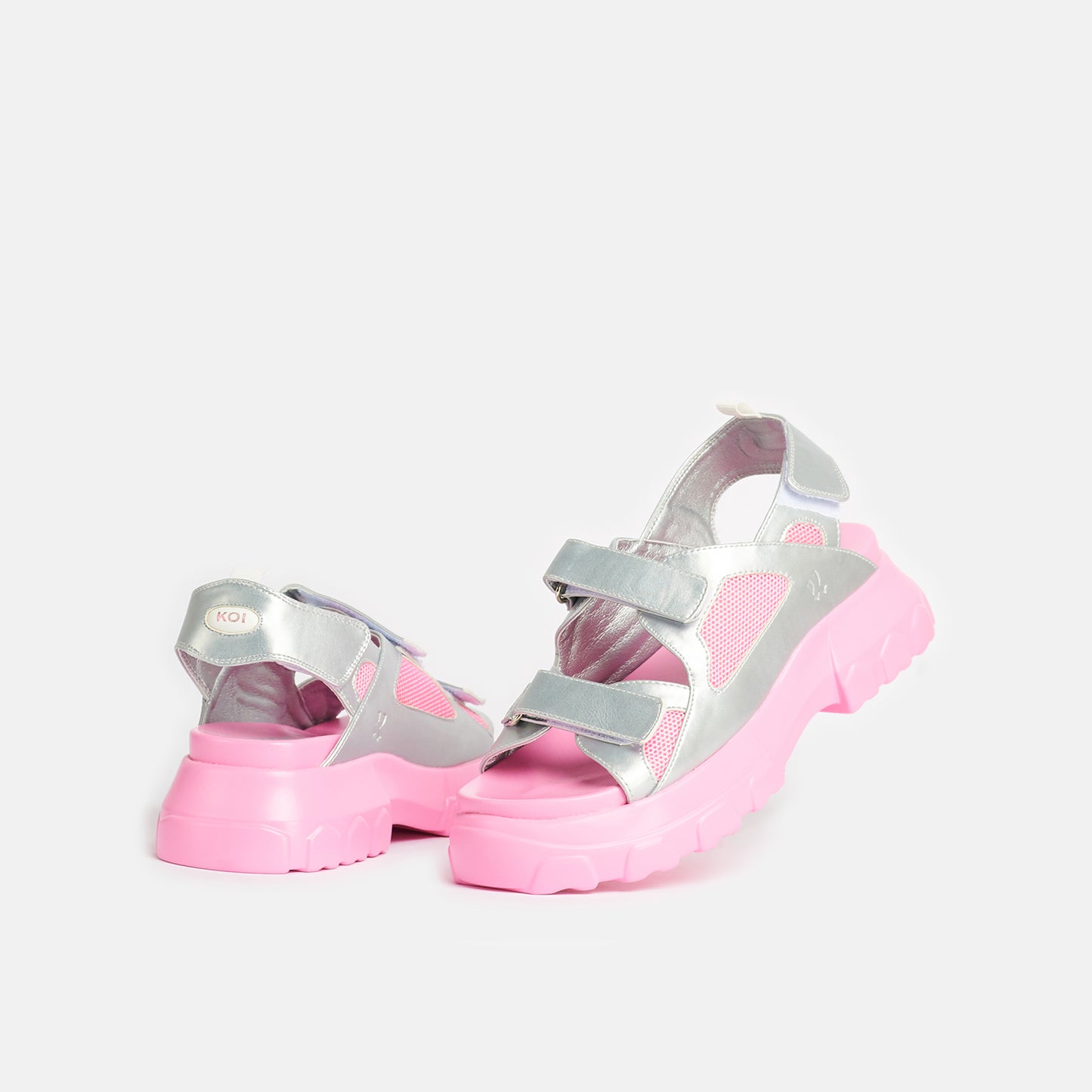 Fated Love Silver Chunky Sandals - Sandals - KOI Footwear - Silver - Three-Quarter View