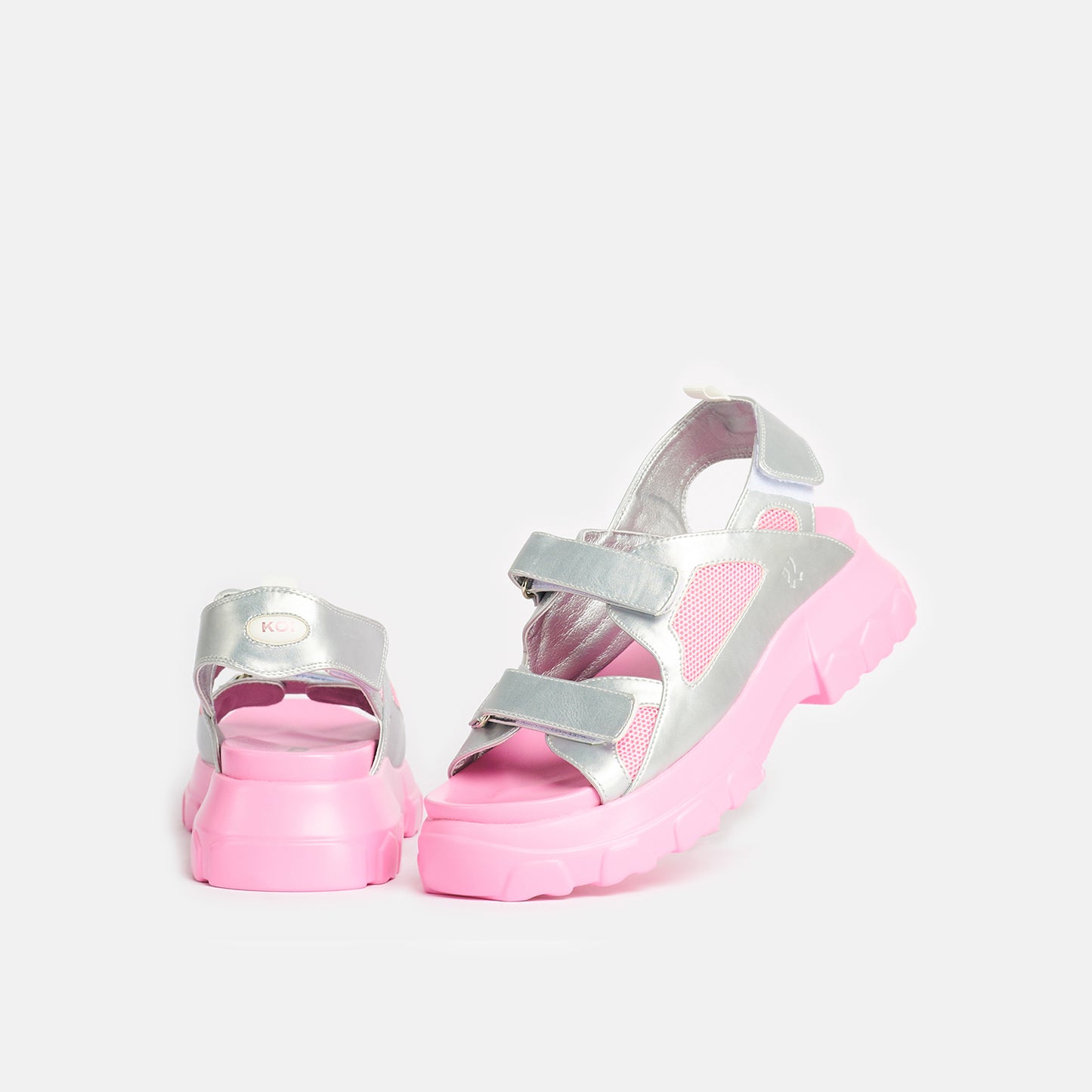 Fated Love Silver Chunky Sandals - Sandals - KOI Footwear - Silver - Front View