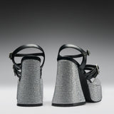 Felicity Crystal Strappy Heels- Silver