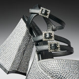 Felicity Crystal Strappy Heels- Silver