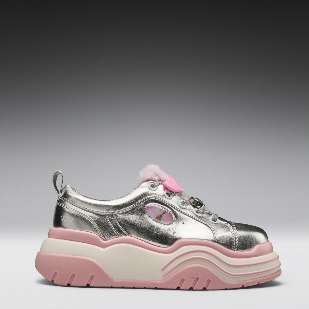 Girlie Pop Chunky Trainers- Silver – KOI footwear