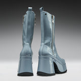 Halcyon Chunky Heeled Boots -Sea Blue
