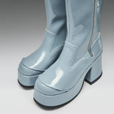 Halcyon Chunky Heeled Boots -Sea Blue