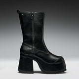 Halcyon Chunky Heeled Boots-Black