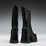 Halcyon Chunky Heeled Boots-Black
