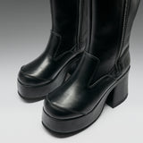 Halcyon Chunky Heeled Boots-Black