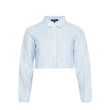 Honeydrop Striped Crop Shirt - Baby Blue