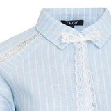 Honeydrop Striped Crop Shirt - Baby Blue