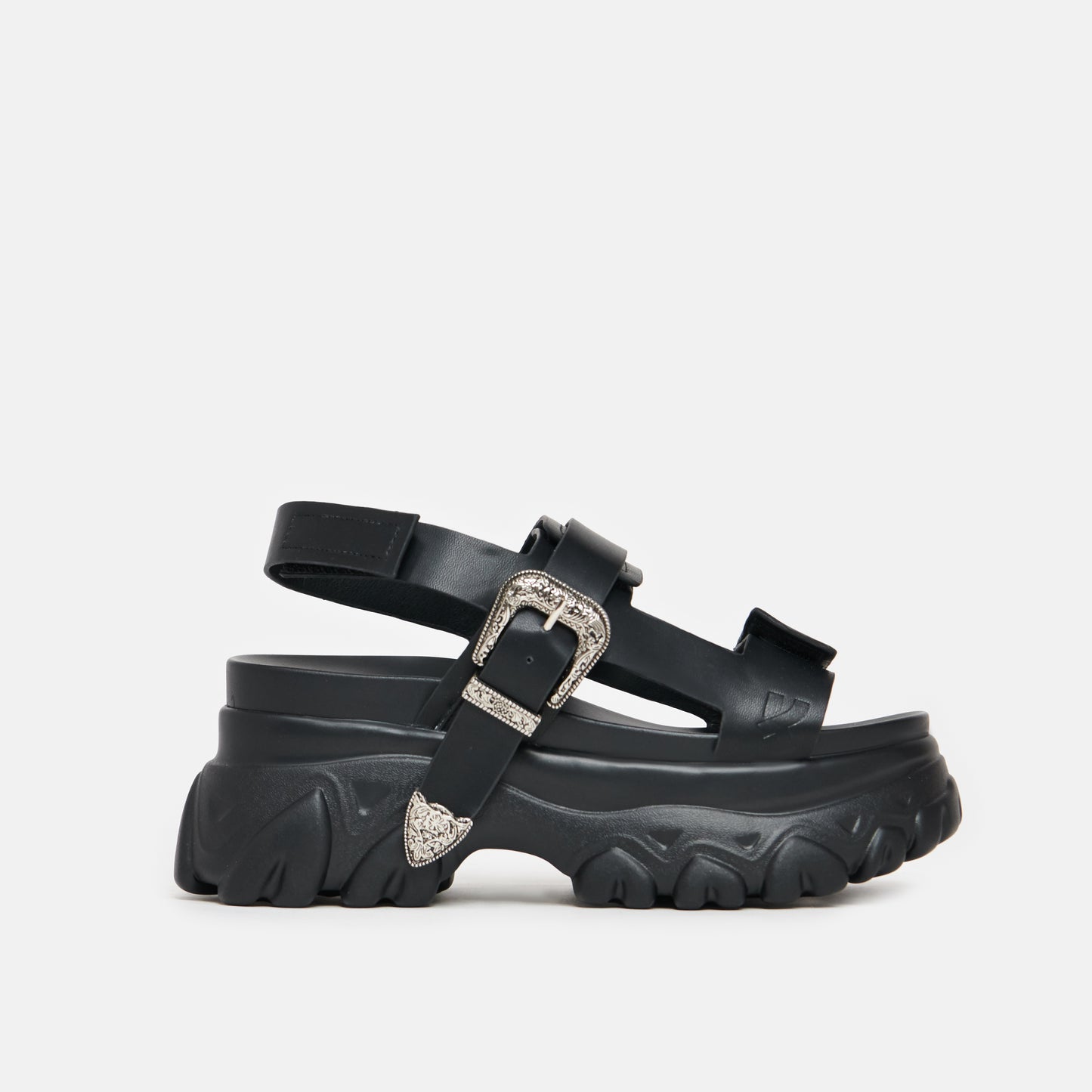 Iron Surveillance Chunky Sandals - Sandals - KOI Footwear - Black - Side View