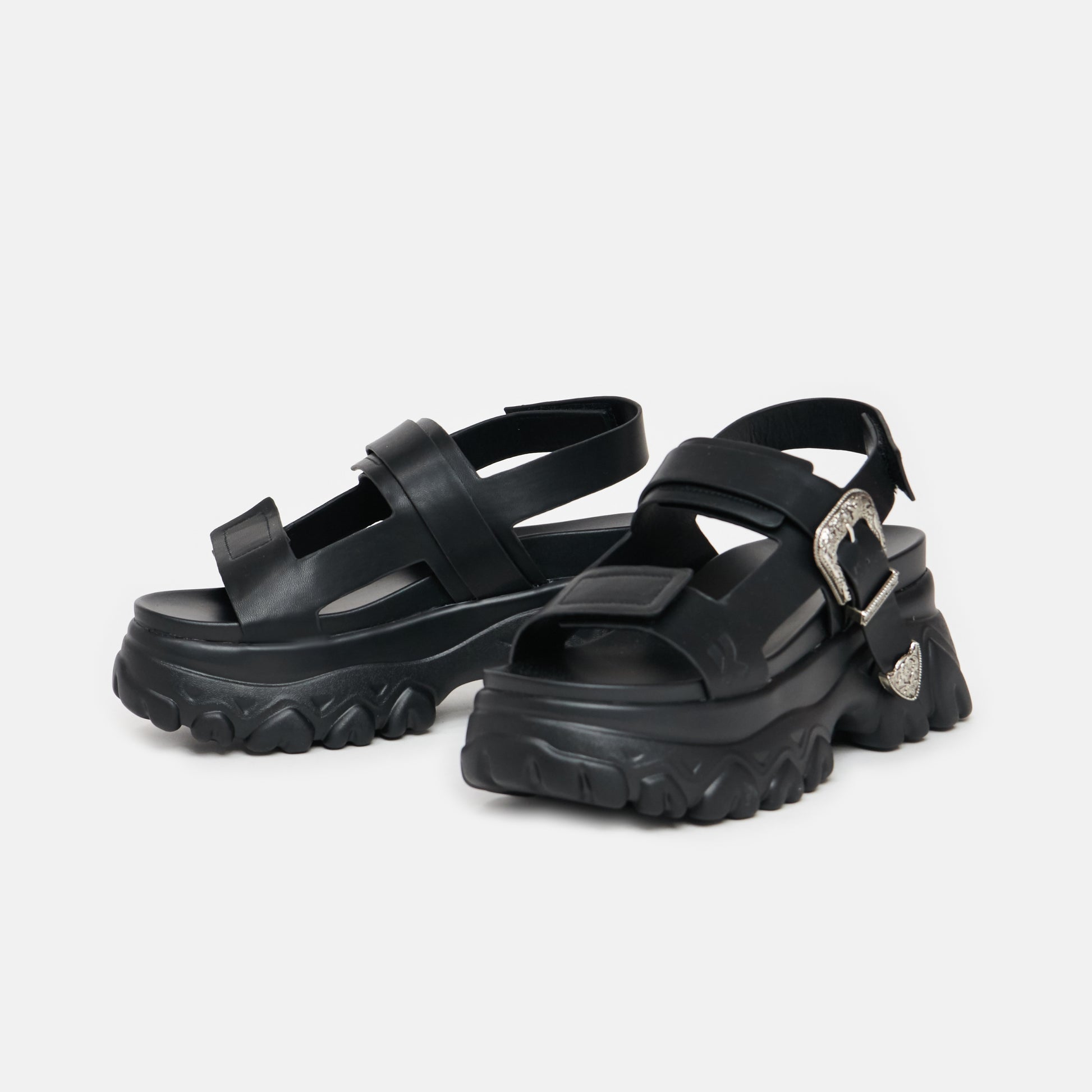 Iron Surveillance Chunky Sandals - Sandals - KOI Footwear - Black - Three-Quarter View