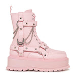 Yami Pastel Pink Chunky Platform Boots - Side view