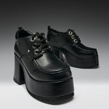 Kinetic Chunky Heeled Shoes-Black