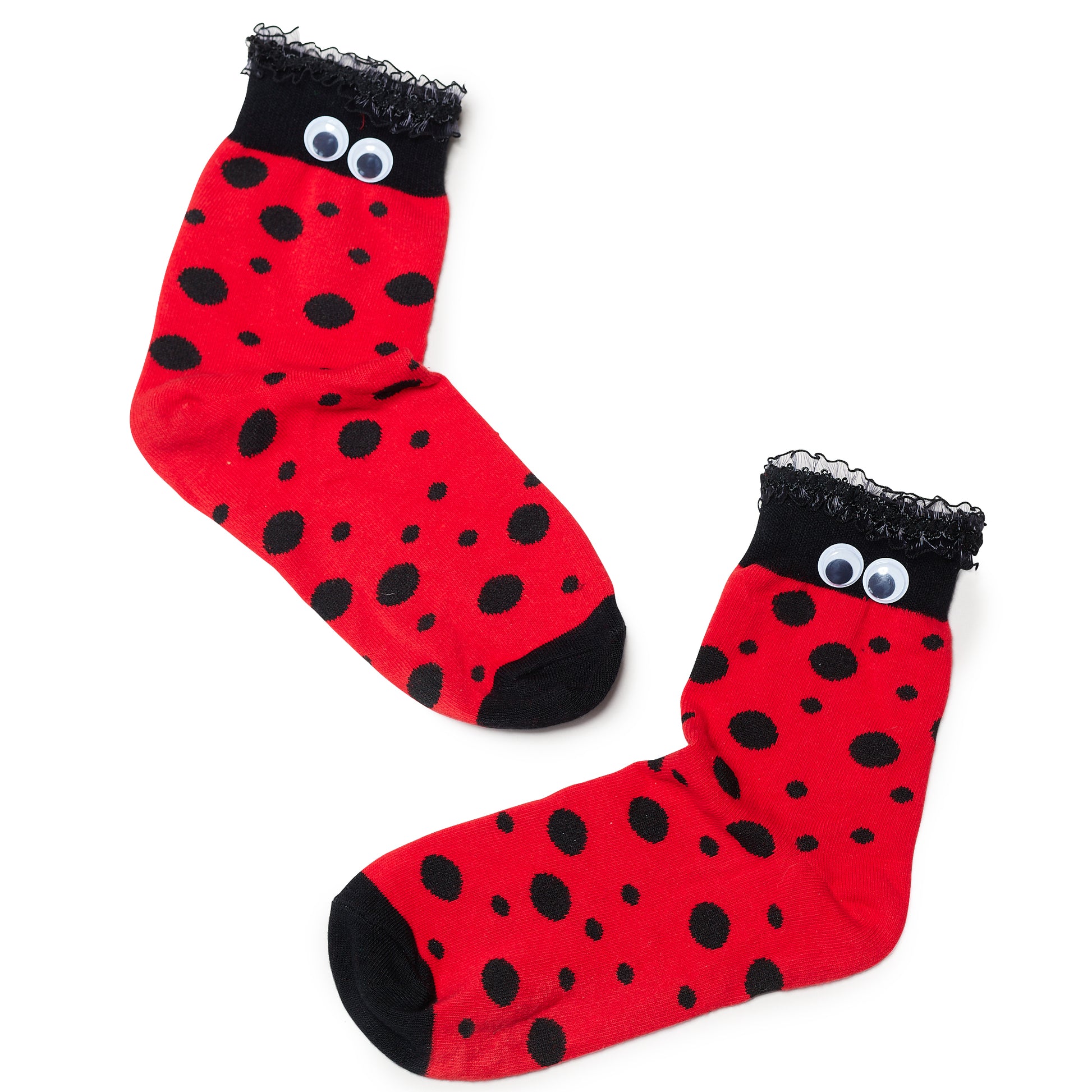 Lucky Ladybird Socks - Accessories - KOI Footwear - Red - Side View
