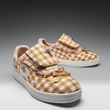 Magic Teddy Bear Gingham Flat Shoes - Brown