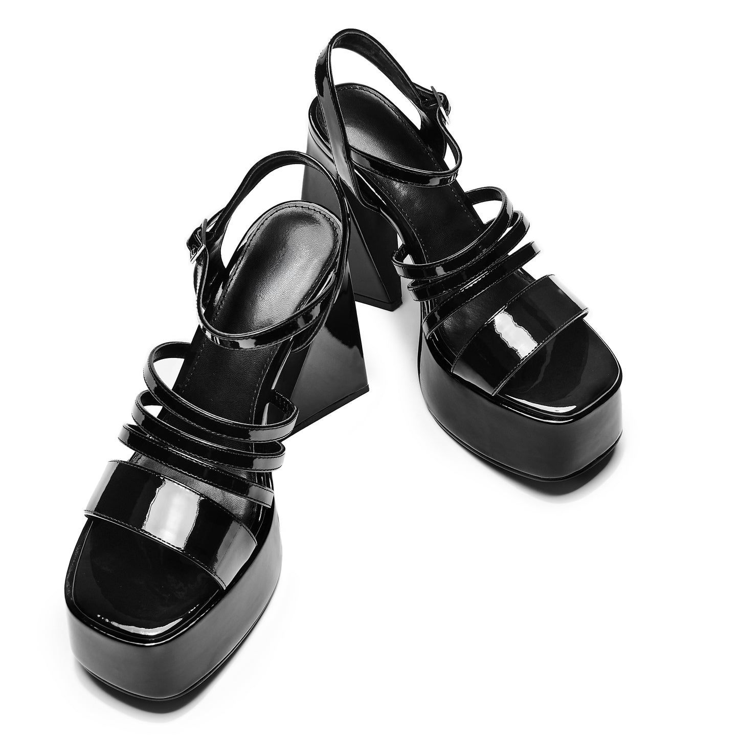 Dynasty All Black Platform Strappy Heels