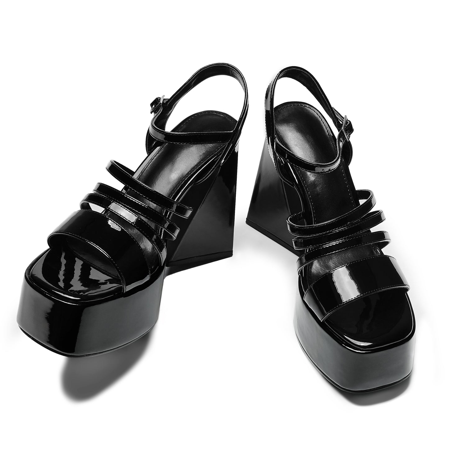 Dynasty All Black Platform Strappy Heels