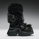 Midnight Sasquatch Fluffy Boots - Black