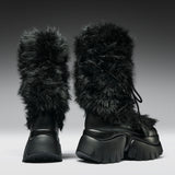 Midnight Sasquatch Fluffy Boots - Black