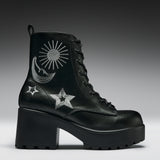 Astro Silver Star & Moon Chunky Boots