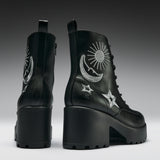 Astro Silver Star & Moon Chunky Boots
