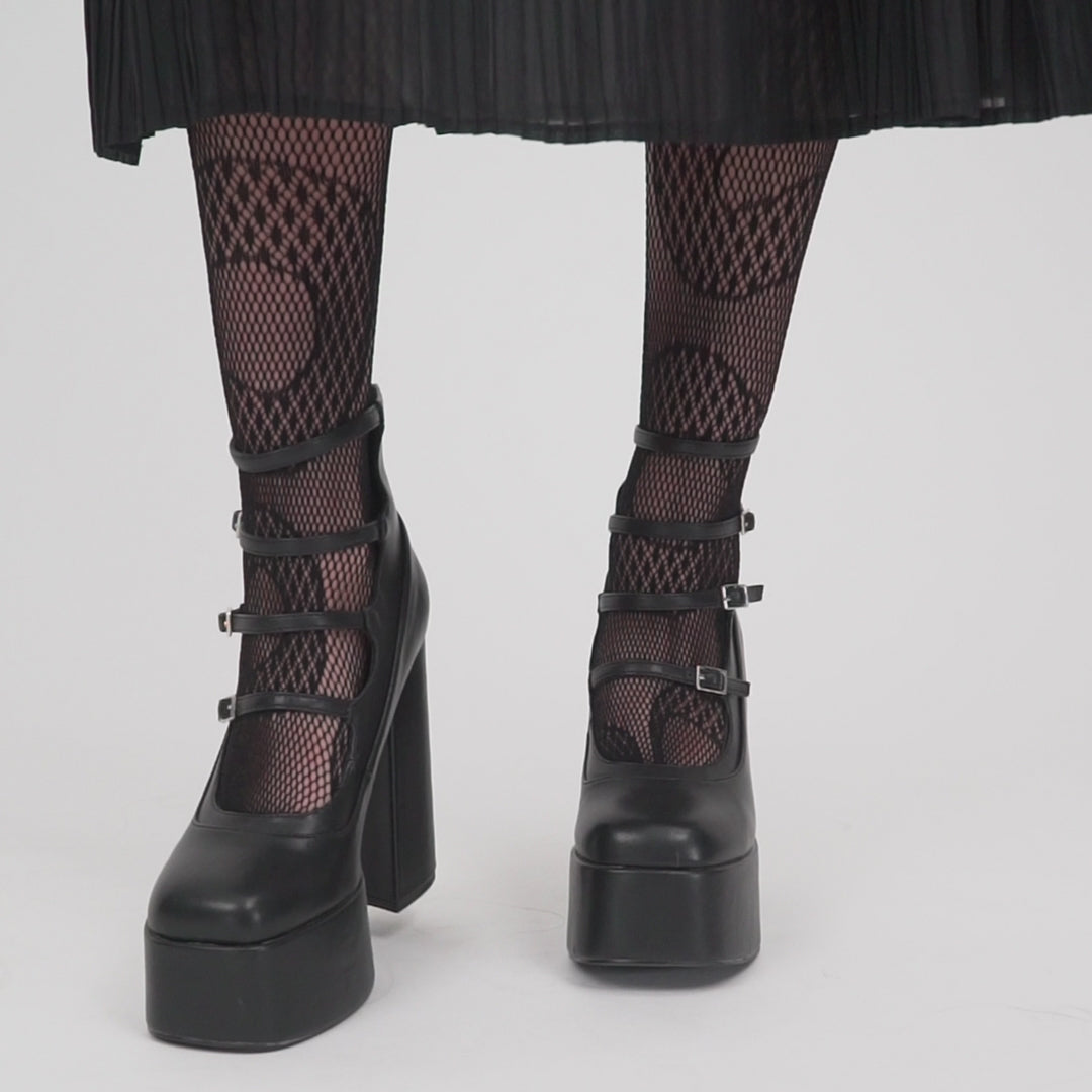 Gurren Strappy Heels - Black Chunky HeelS_VID