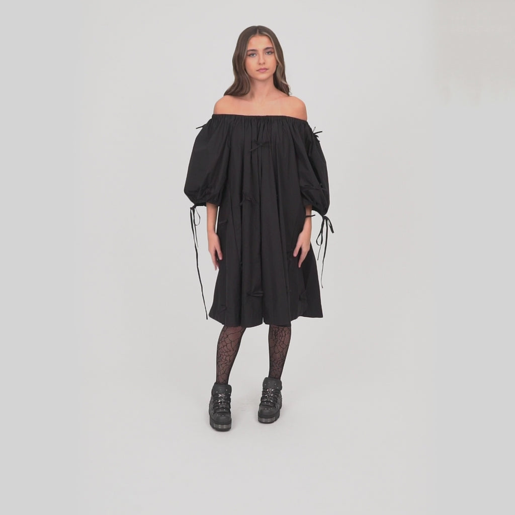 KOI_Bespoke Lullabite Puff Sleeve Black Bow Dress_VID