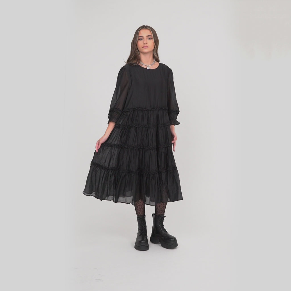 KOI_Bespoke Lissome Black Tiered Midi Dress-_VID