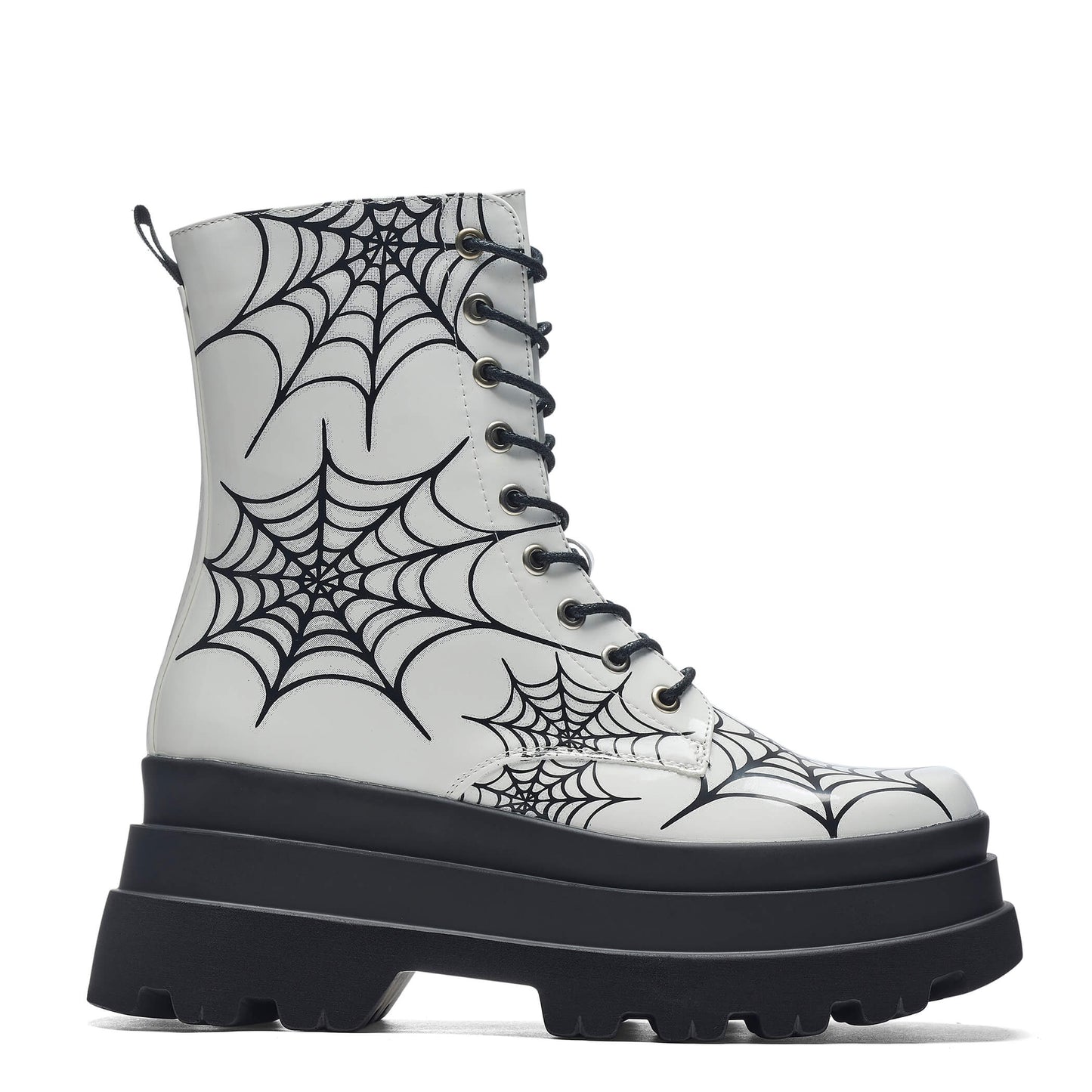 Web Trap Trident Boots - Ankle Boots - KOI Footwear - White - Side View
