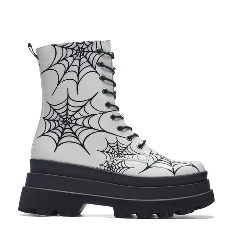 Web Trap Trident Boots - Ankle Boots - KOI Footwear - White - Main View