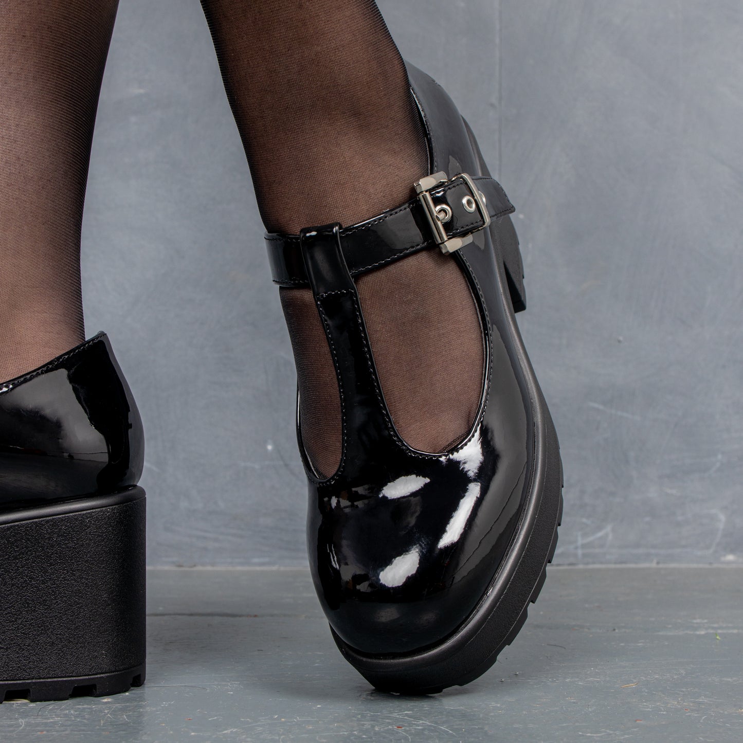 SAI Black Mary Jane Shoes 'Patent Edition' - Mary Janes - KOI Footwear - Black - Model Detail