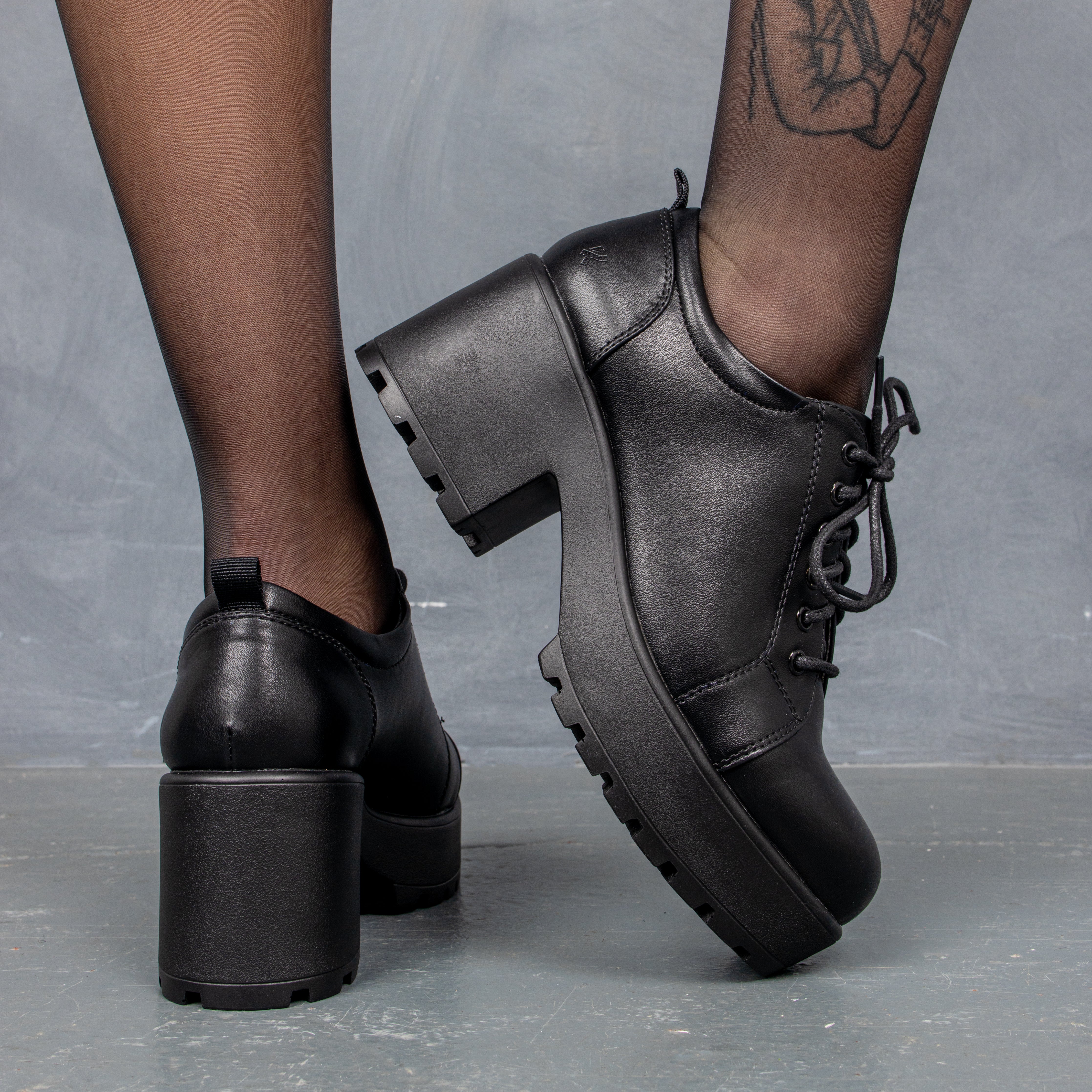 Rei Reloaded Chunky Shoes - Shoes - KOI Footwear - Black - Back and Side View