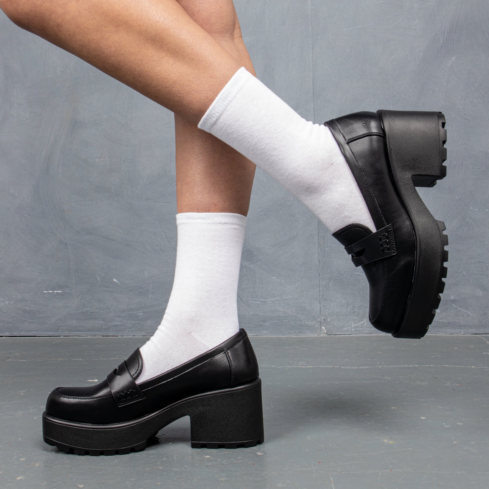 Vigo Classic Chunky Shoes - Shoes - KOI Footwear - Black - Model Side View