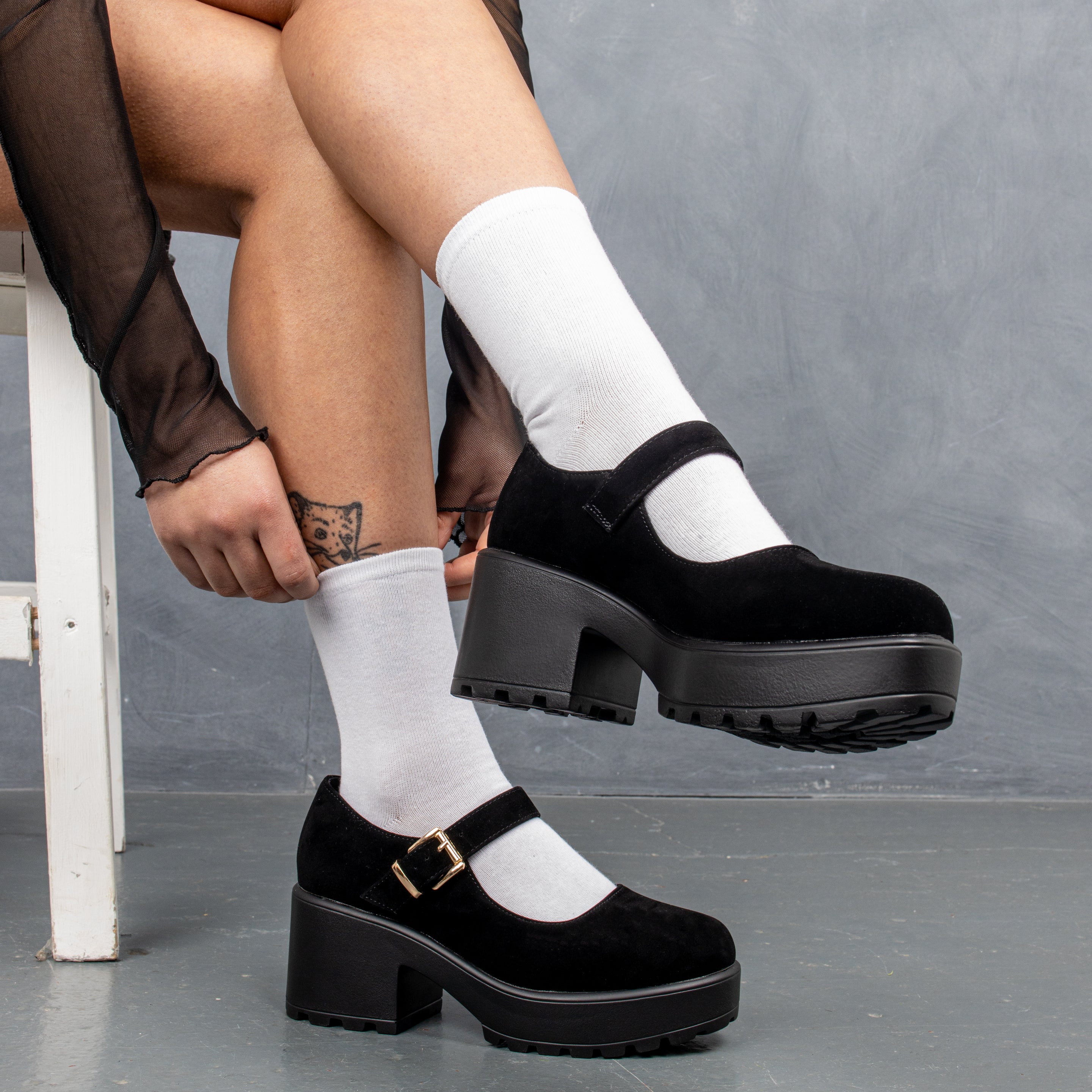 Black Chunky Platform Mary Jane Shoes KOI footwear — free download