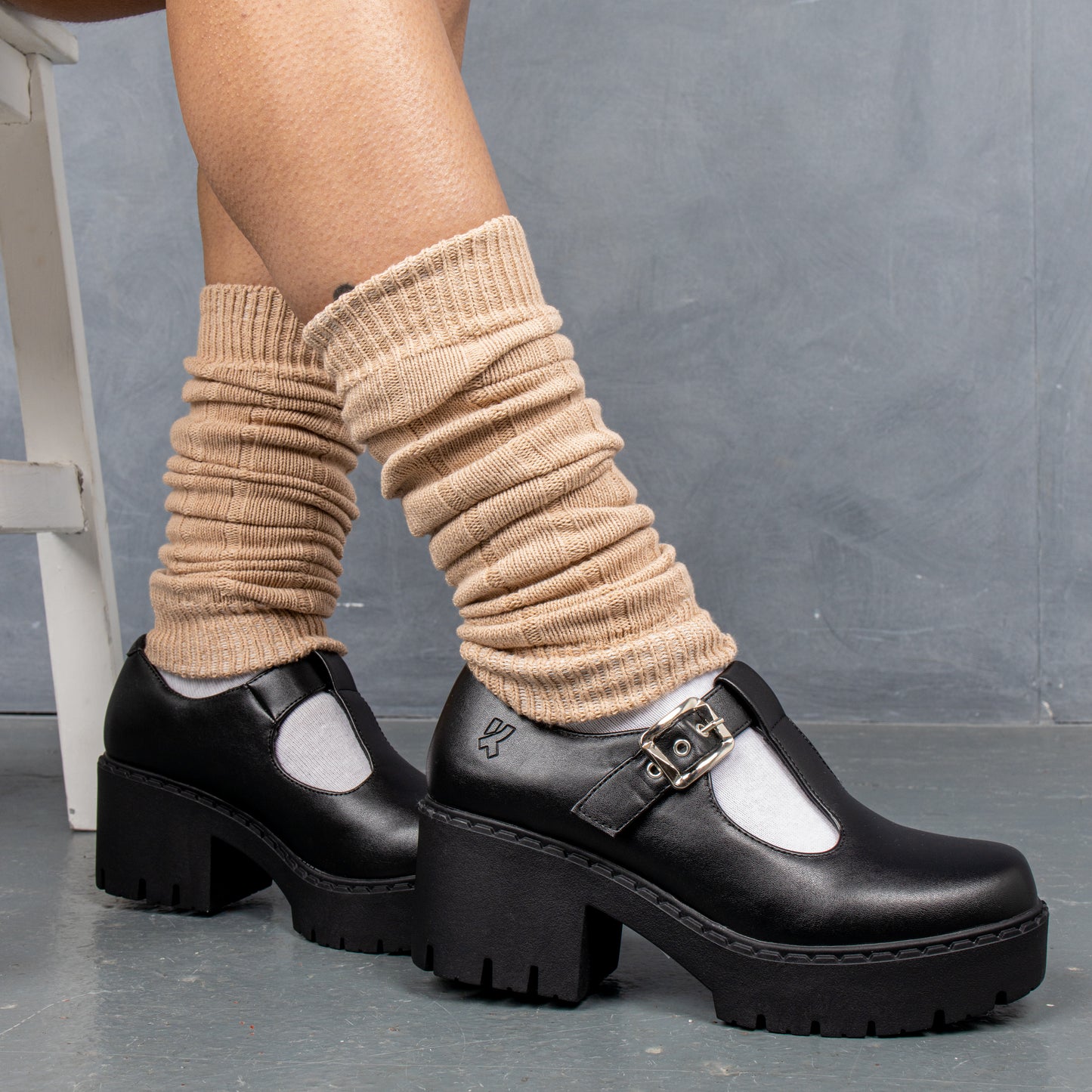 Kazuki Switch Mary Jane Shoes - Mary Janes - KOI Footwear - Black - Model Right View