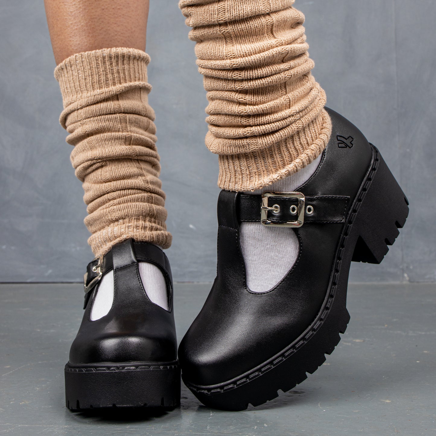 Kazuki Switch Mary Jane Shoes - Mary Janes - KOI Footwear - Black - Model Front View