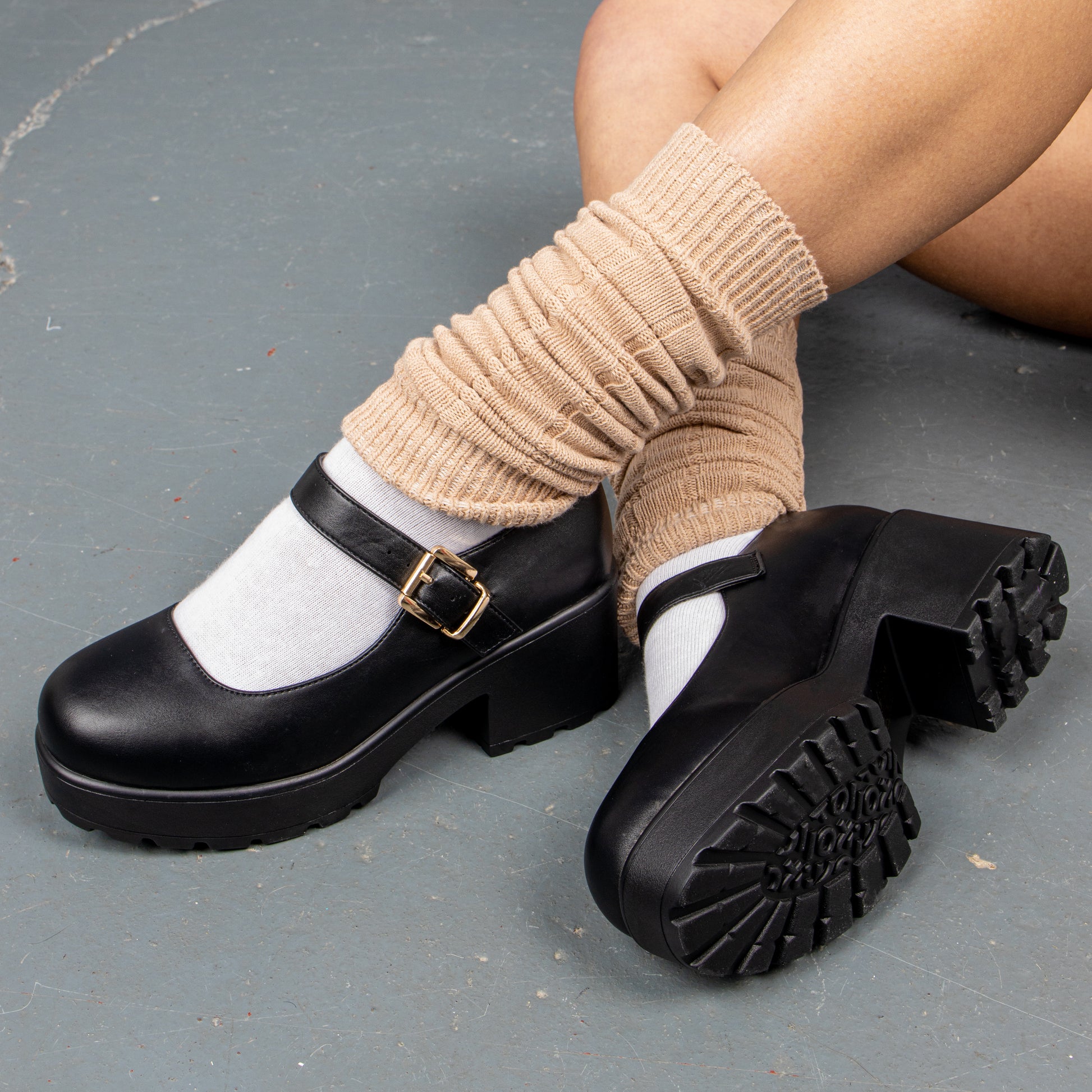 Tira Mary Jane Shoes 'Faux Leather Edition' - Mary Janes - KOI Footwear - Black - Model Top View