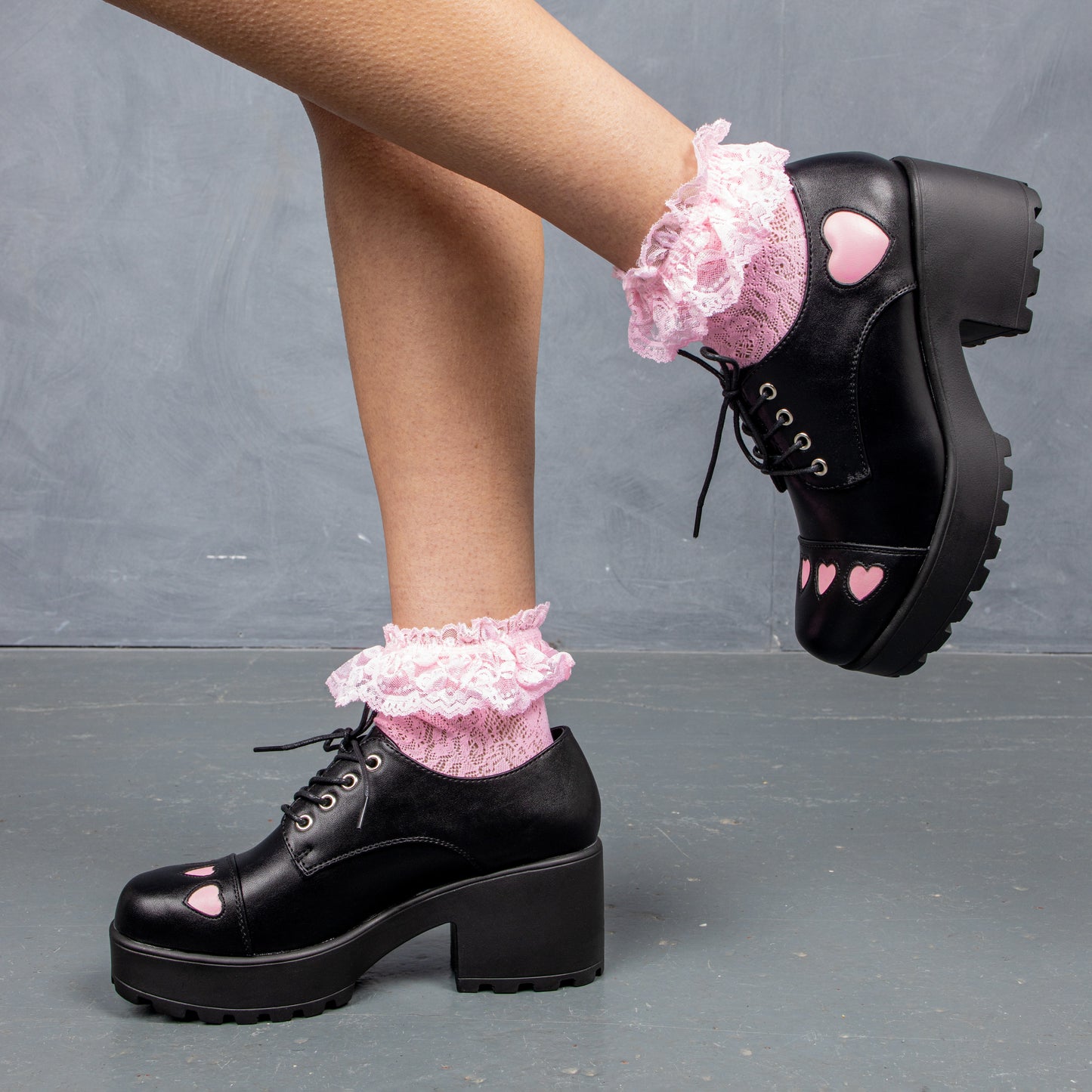 Tennin Heart Shoes - Shoes - KOI Footwear - Black - Model Side View