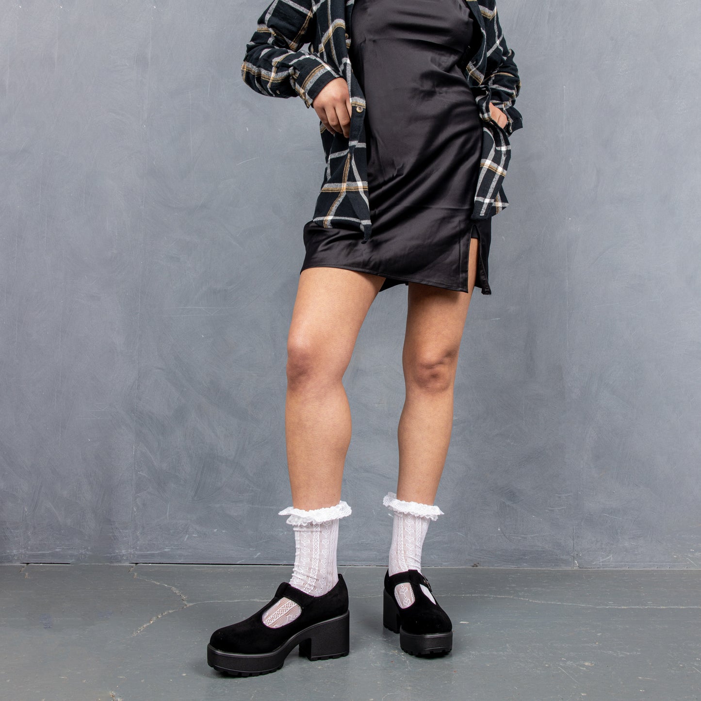 Sai Black Mary Jane Shoes 'Suede Edition' - Mary Janes - KOI Footwear - Black - Full Model View