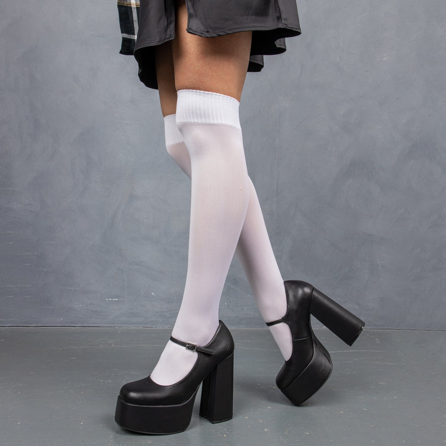 Darkbloom Black Platform Heels - Shoes - KOI Footwear - Black - Model Left View