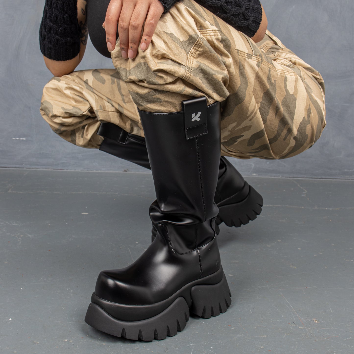 The Reaper Vilun Long Boots - Long Boots - KOI Footwear - Black - Model Side View