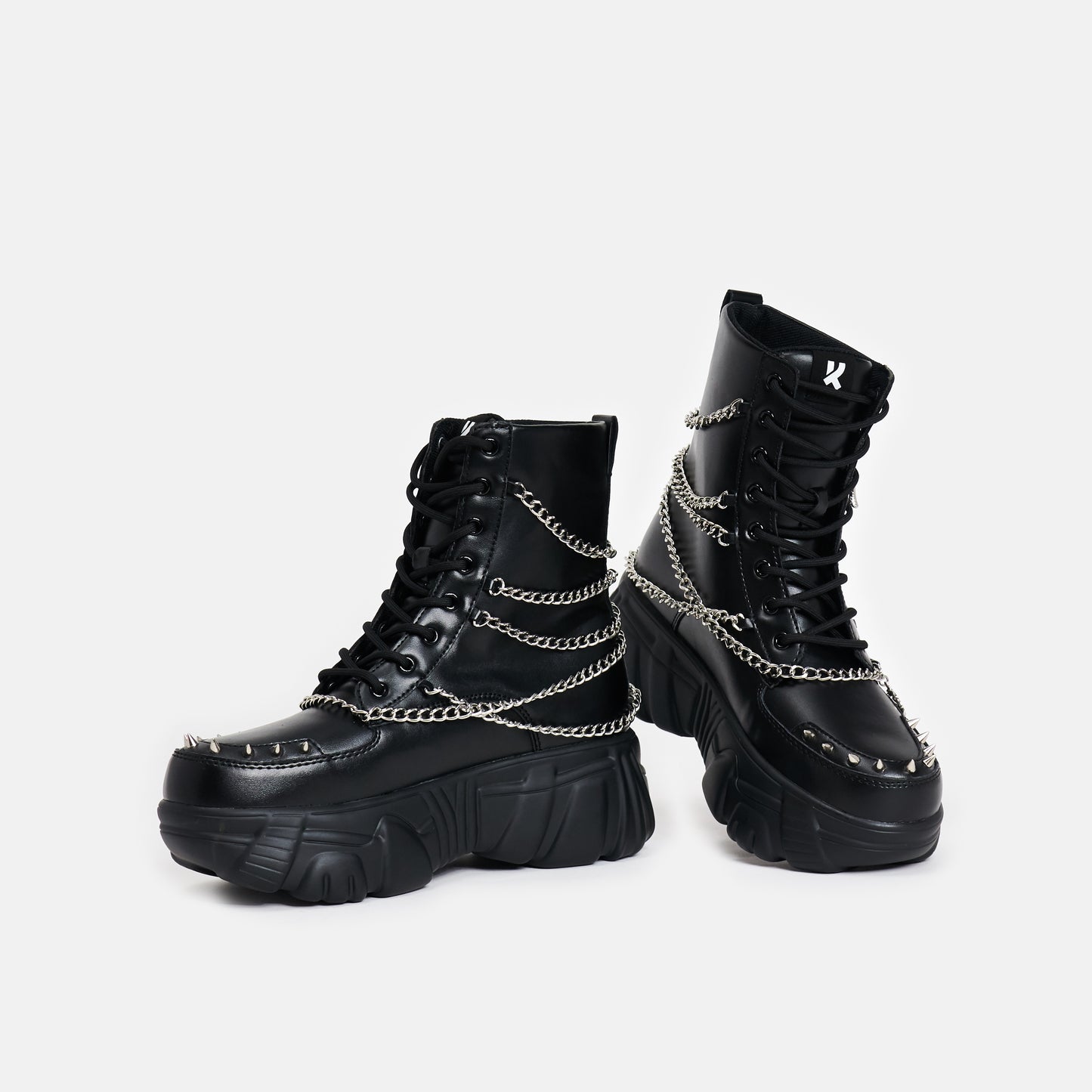 Boned Catch Black Mystic Charm Boots - Ankle Boots - KOI Footwear - Black - Front and Side View