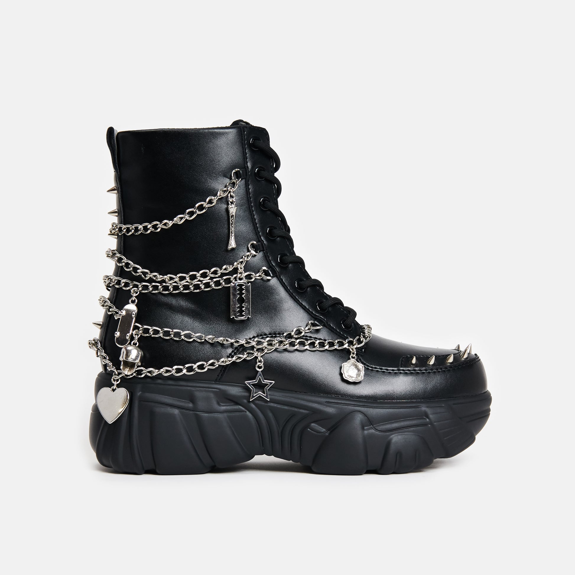 Boned Catch Black Mystic Charm Boots - Ankle Boots - KOI Footwear - Black - Side View