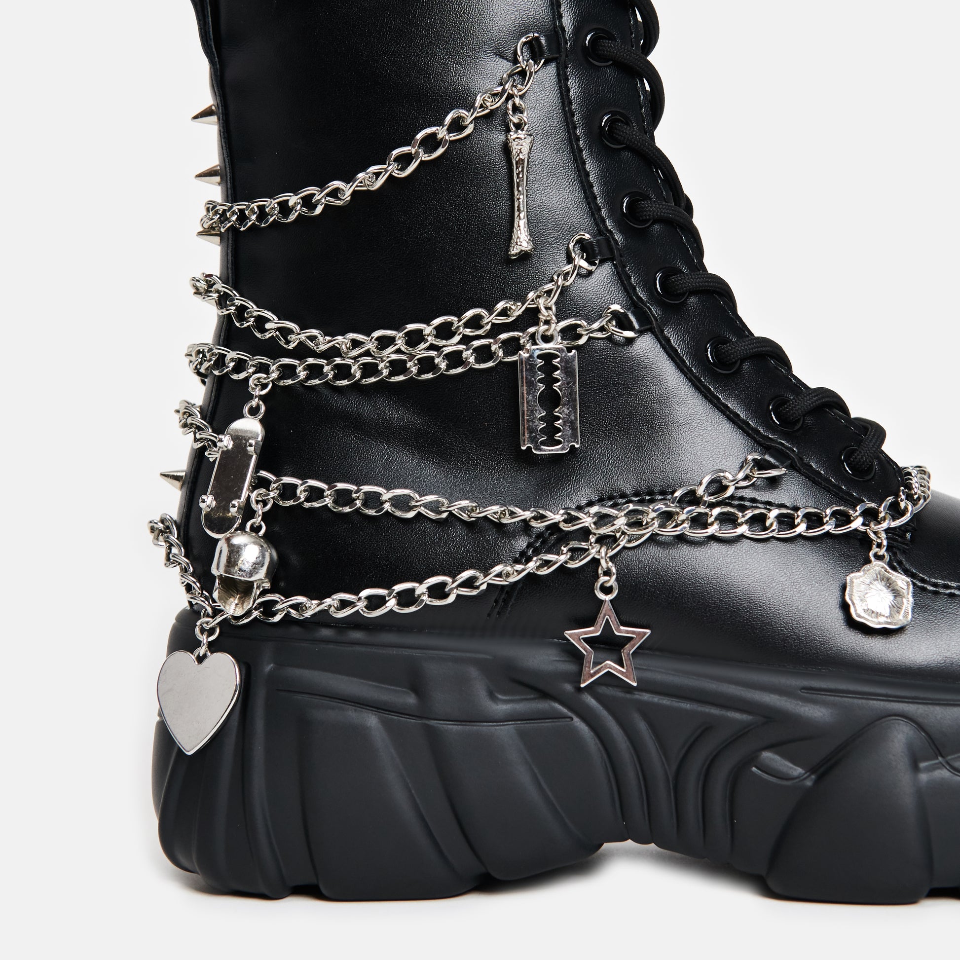 Boned Catch Black Mystic Charm Boots - Ankle Boots - KOI Footwear - Black - Detail