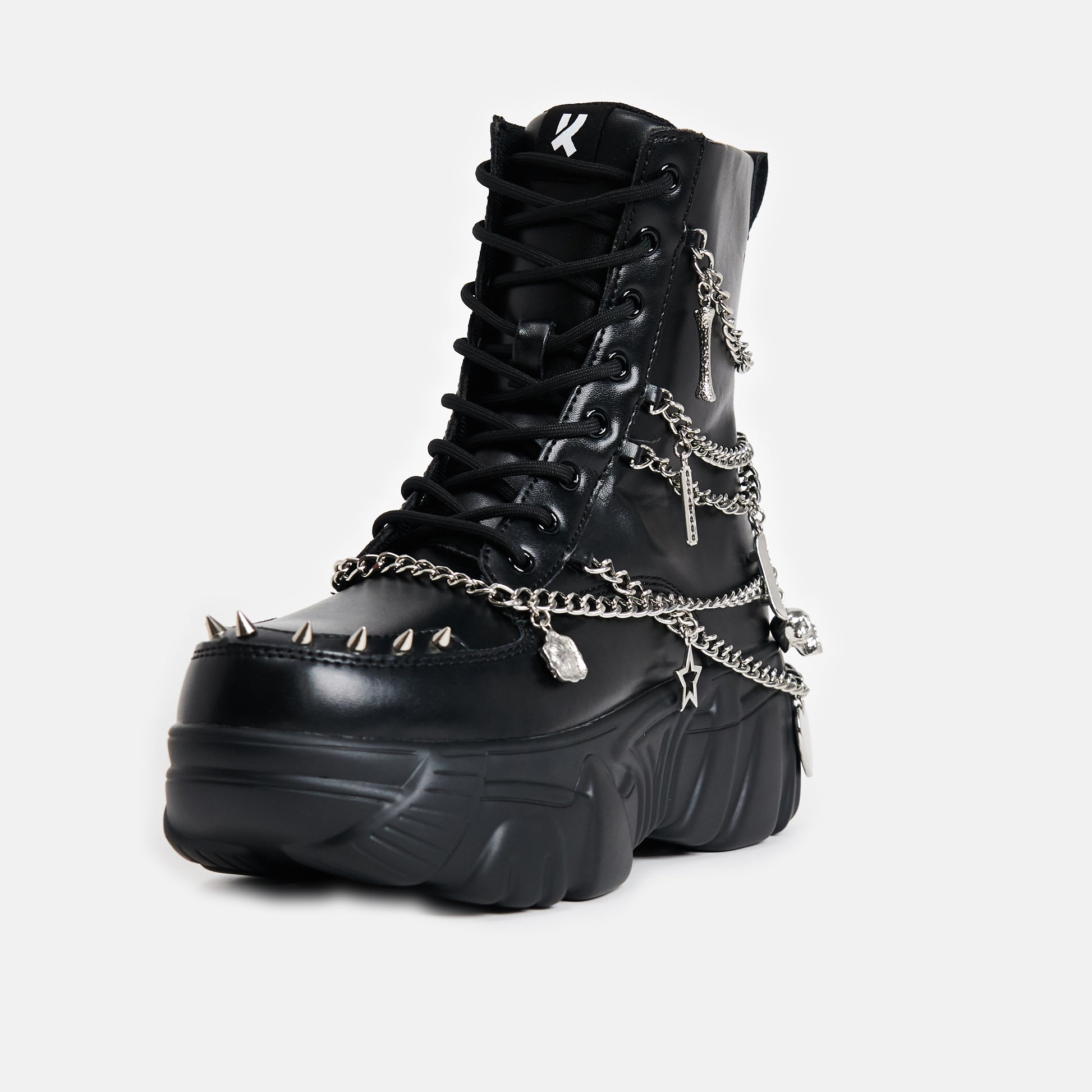 Boned Catch Black Mystic Charm Boots - Ankle Boots - KOI Footwear - Black - Platform Detail