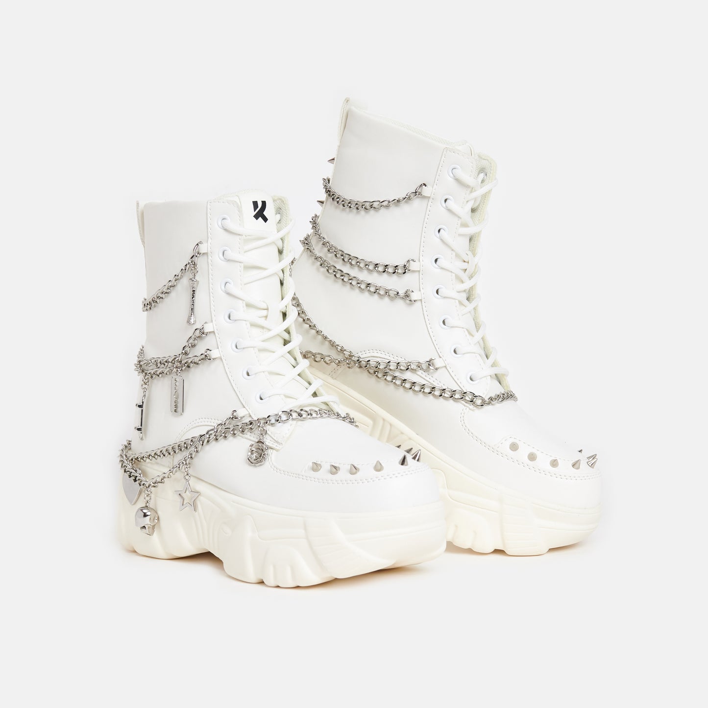 Boned Catch White Mystic Charm Boots - Ankle Boots - KOI Footwear - White - Three-Quarter View