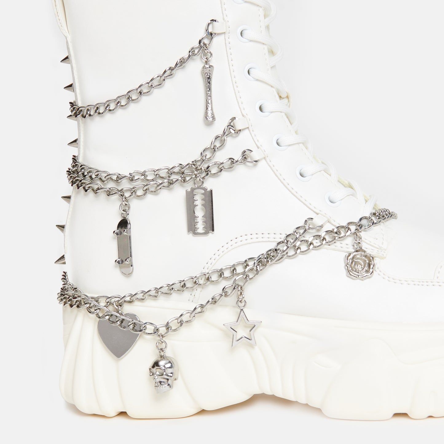 Boned Catch White Mystic Charm Boots - Ankle Boots - KOI Footwear - White - Side Detail
